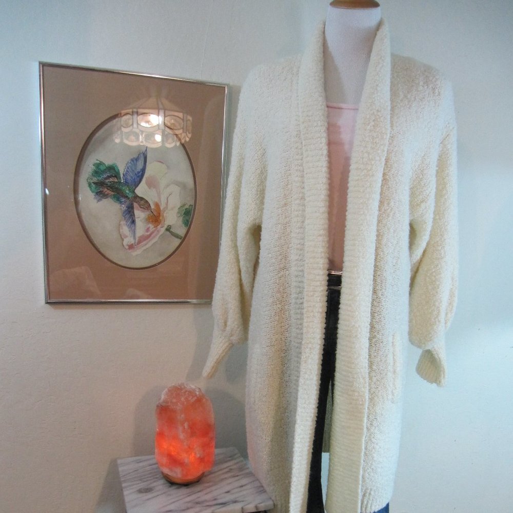 Vintage Long White Sweater Coat from Robinsons SzM